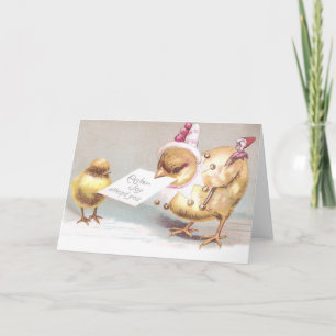Jester Chick with Marotte Vintage Easter Holiday Card