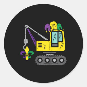 Jester Crane Mardi Gras Cute Boys Kids Toddlers  Classic Round Sticker