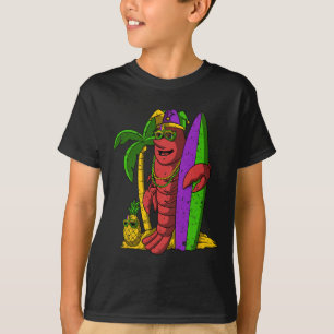 Jester Crawfish Surfer Mardi Gras Surfing Carnival T-Shirt