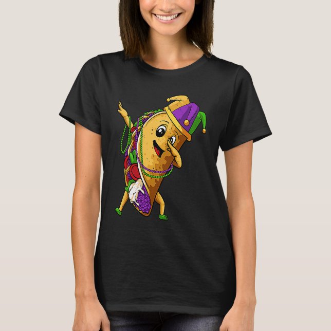 Jester Dabbing Taco Mardi Gras Mexican Food Carniv T-Shirt (Front)