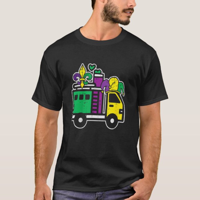 Jester Firetruck Mardi Gras New Orleans Toddlers B T-Shirt (Front)