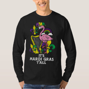 Jester Flamingo Harp Mardi Gras Carnival Men Women T-Shirt