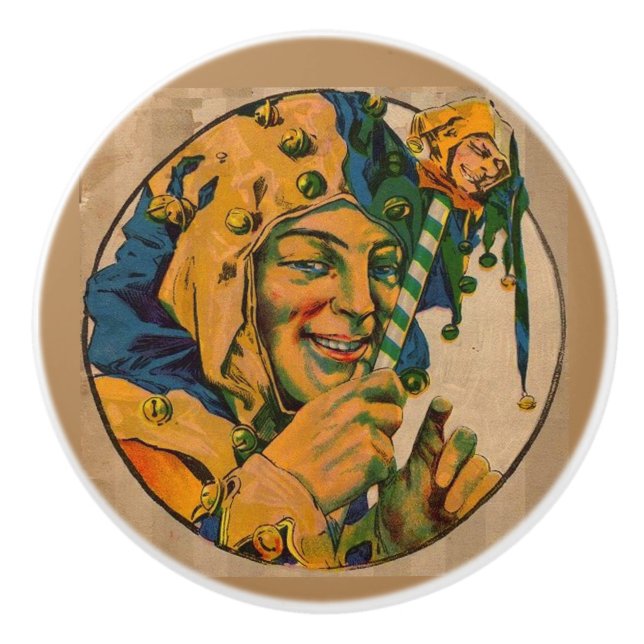 jester from the 1920s ceramic knob (Front)