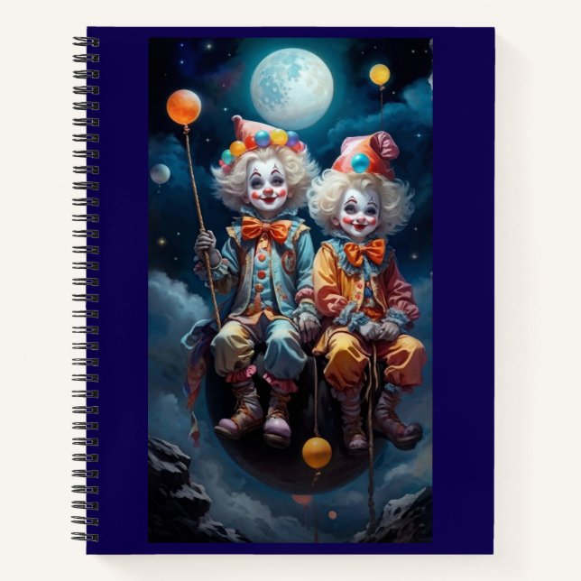 Jester Fun Spiral Notebook - Colourful Clowns (Front)