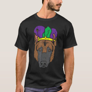 Jester German Shepherd Face Mardi Gras Dog Men Wom T-Shirt