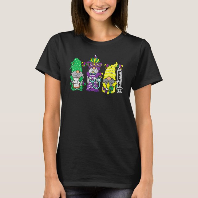 Jester Gnomes Nurse Mardi Gras Women RN ICU NICU E T-Shirt (Front)