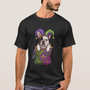 Jester Hat French Bulldog Dog in Mardi Gras Pocket T-Shirt