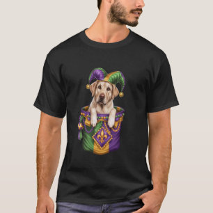 Jester Hat Labrador Retriever Dog in Mardi Gras Po T-Shirt