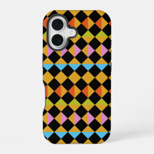 Jester Joker Motley Diamonds Squares Geometric iPhone 16 Case