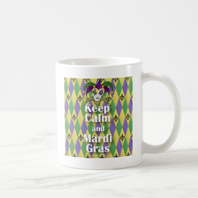 Jester Mask Keep Calm and Mardi Gras Coffee Mug (Right)