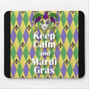 Jester Mask Keep Calm and Mardi Gras Mouse Mat