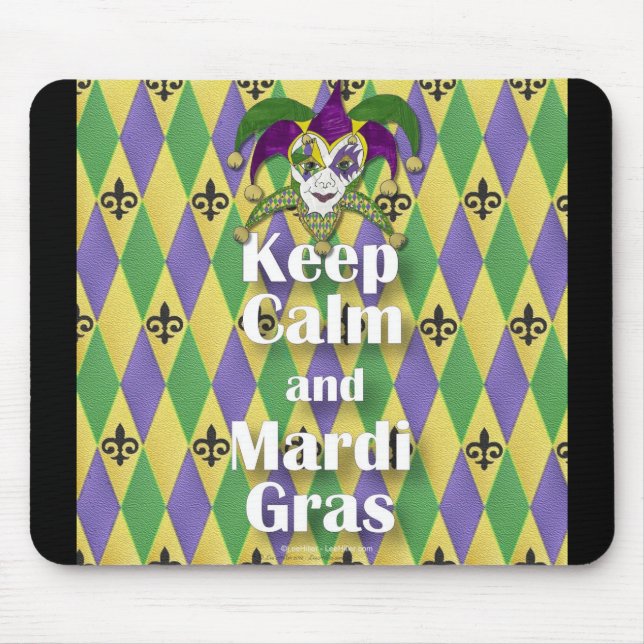 Jester Mask Keep Calm and Mardi Gras Mouse Mat (Front)
