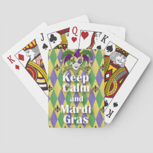 Jester Mask Keep Calm and Mardi Gras Playing Cards
