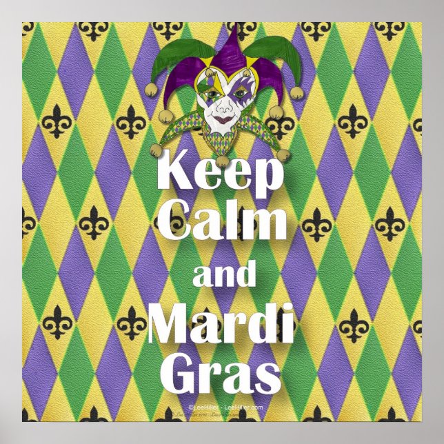 Jester Mask Keep Calm and Mardi Gras Poster (Front)