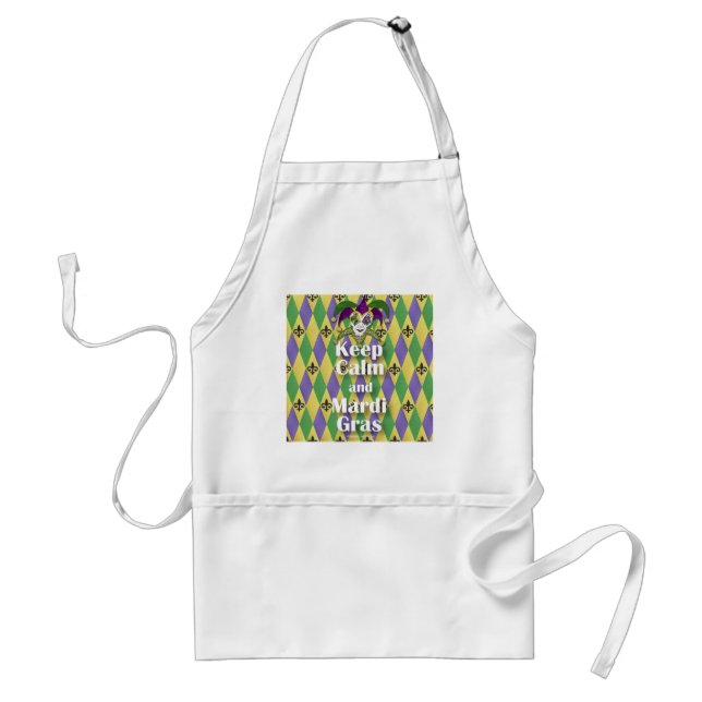 Jester Mask Keep Calm and Mardi Gras Standard Apron (Front)