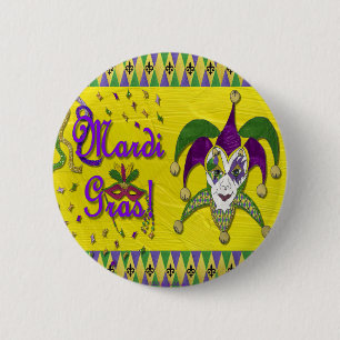 Jester Mask Mardi Gras Harlequin 6 Cm Round Badge