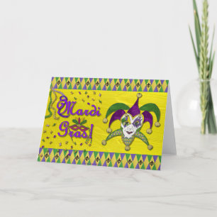 Jester Mask Mardi Gras Harlequin Card