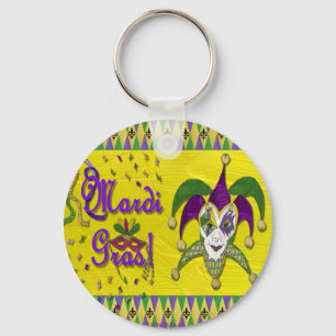 Jester Mask Mardi Gras Harlequin Key Ring
