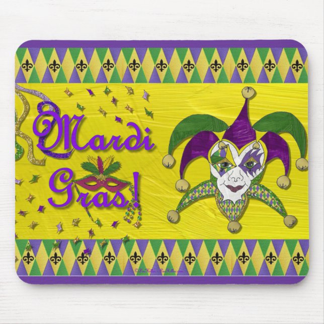 Jester Mask Mardi Gras Harlequin Mouse Mat (Front)