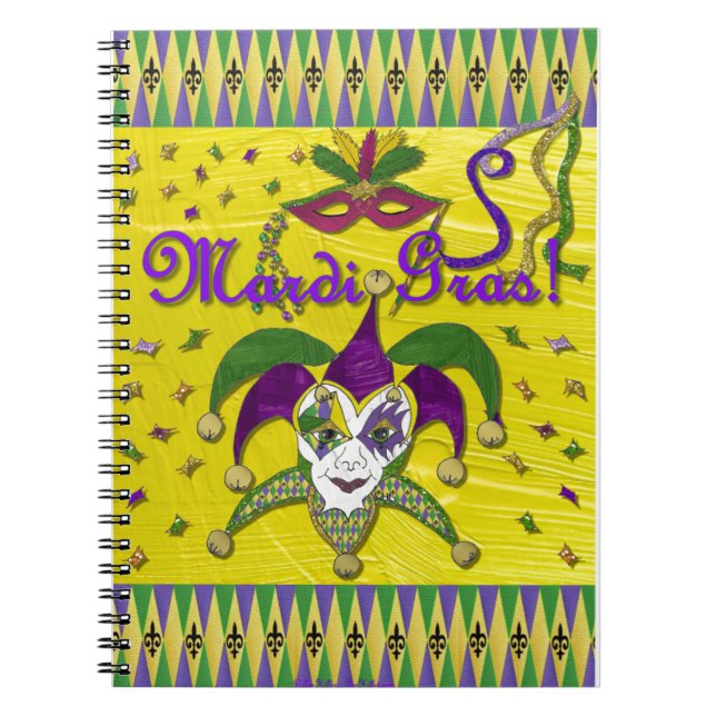 Jester Mask Mardi Gras Harlequin Notebook (Front)