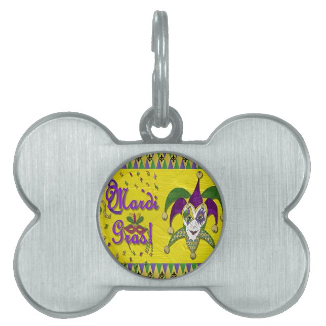 Jester Mask Mardi Gras Harlequin Pet ID Tag (Front)
