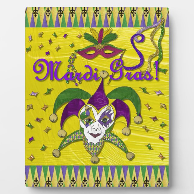 Jester Mask Mardi Gras Harlequin Plaque (Front)
