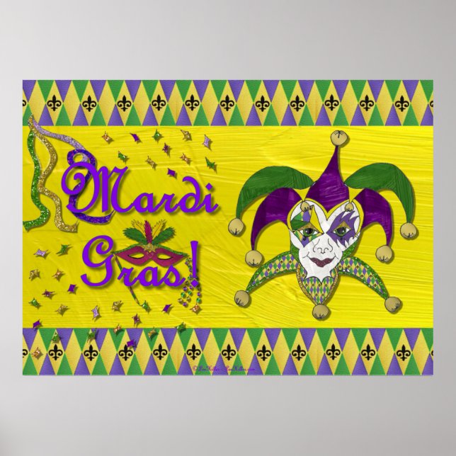 Jester Mask Mardi Gras Harlequin Poster (Front)