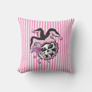 Jester of Hearts Skull Cushion