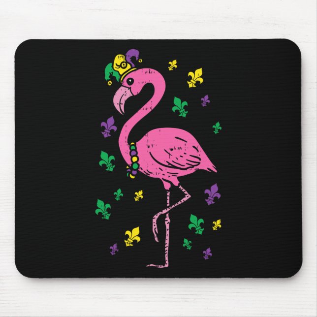 Jester Pink Flamingo Bird Animal Cute Mardi Gras C Mouse Mat (Front)