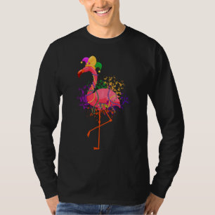 Jester Pink Flamingo Bird Animal Cute Mardi Gras C T-Shirt