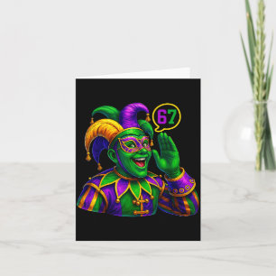Jester Saying Six Seven 67 6 7 Meme Mardi Gras Fat Card