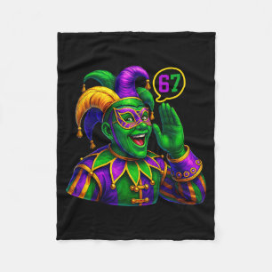 Jester Saying Six Seven 67 6 7 Meme Mardi Gras Fat Fleece Blanket
