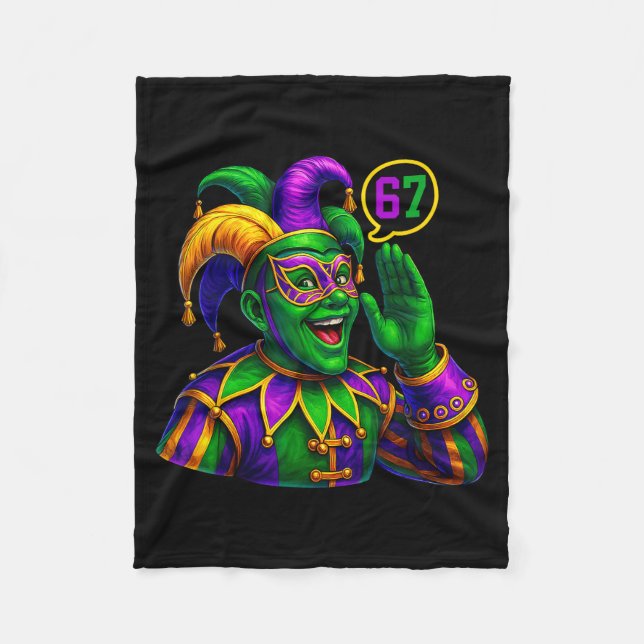 Jester Saying Six Seven 67 6 7 Meme Mardi Gras Fat Fleece Blanket (Front)