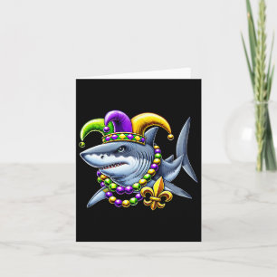 Jester Shark Beads Mardi Gras Carnival Animal Men  Card