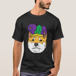 Jester Shiba Inu Face Mardi Gras Japanese Dog Men T-Shirt