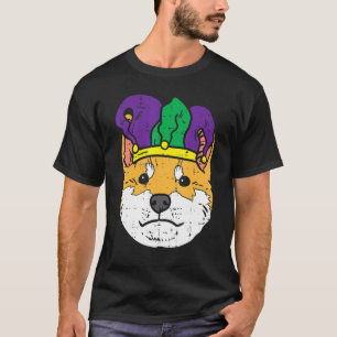 Jester Shiba Inu Face Mardi Gras Japanese Dog Men T-Shirt
