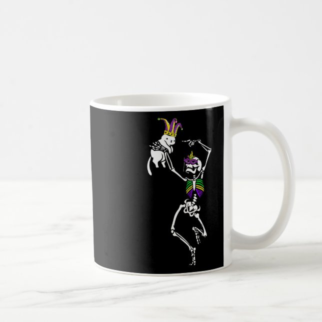 Jester Skeleton Dancing Cat Mardi Gras Mask Carniv Coffee Mug (Right)