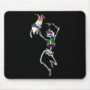 Jester Skeleton Dancing Cat Mardi Gras Mask Carniv Mouse Mat