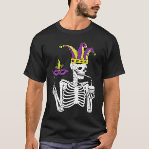Jester Skeleton Masquerade Party Mardi Gras Mask C T-Shirt