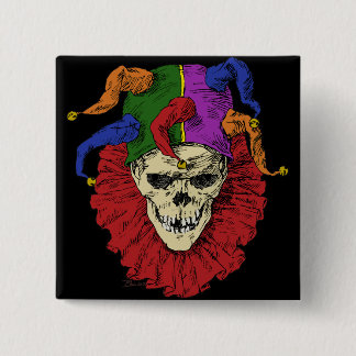 Jester Skull Scary Goth Mardi Gras Clown 15 Cm Square Badge
