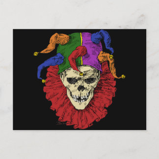 Jester Skull Scary Goth Mardi Gras Clown Postcard