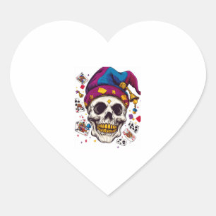 Jester Skull Trickster Heart Sticker