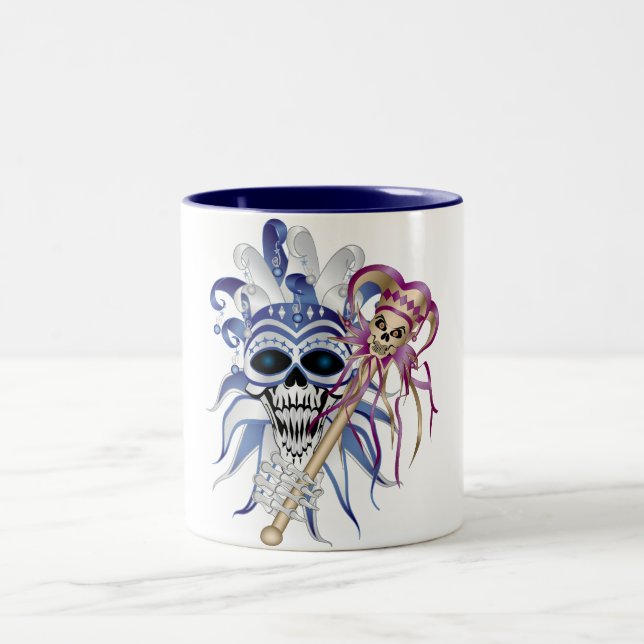 Jester Skull Two-Tone Coffee Mug (Center)