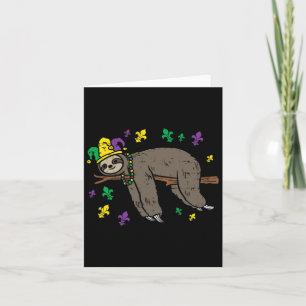 Jester Sloth Lazy Day Animal Cute Funny Mardi Gras Card