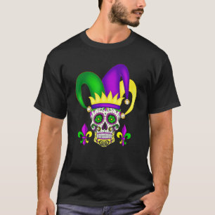 Jester Sugar Skull Mardi Gras Party Men Women Kids T-Shirt