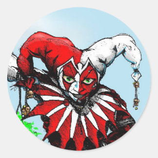 jester w-balloons2 classic round sticker