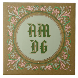 Jesuit Motto by St Ignatius (BK 50; Latin Abbrev.) Tile