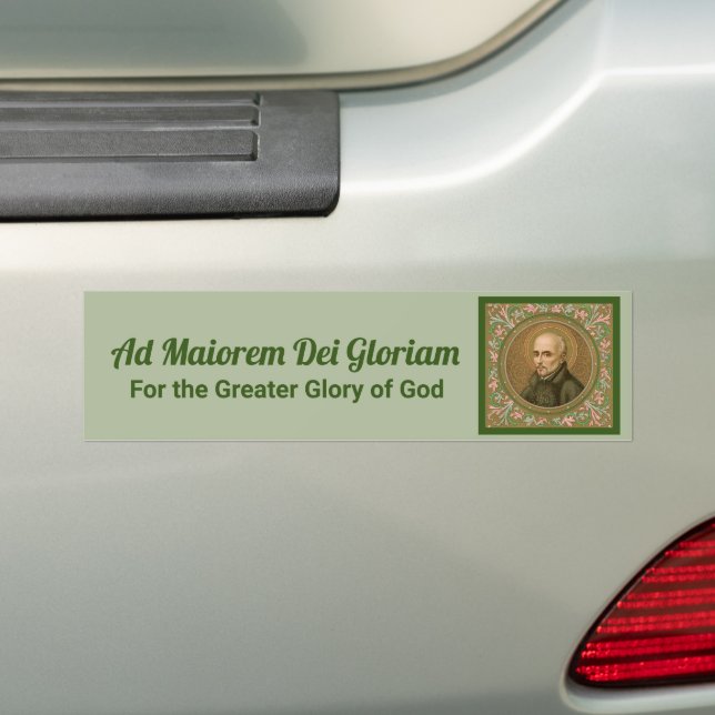 Jesuit Motto by St Ignatius (BK 50; Latin/English) Bumper Sticker (On Car)