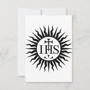 Jesuit Seal IHS Sunburst Holy Card
