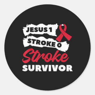 Jesus 1 Stroke 0 Stroke Survivor Awareness Classic Round Sticker